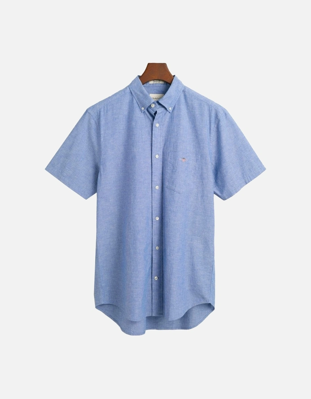 Regular Cotton Linen Short Sleeve Shirt Rich Blue, 5 of 4