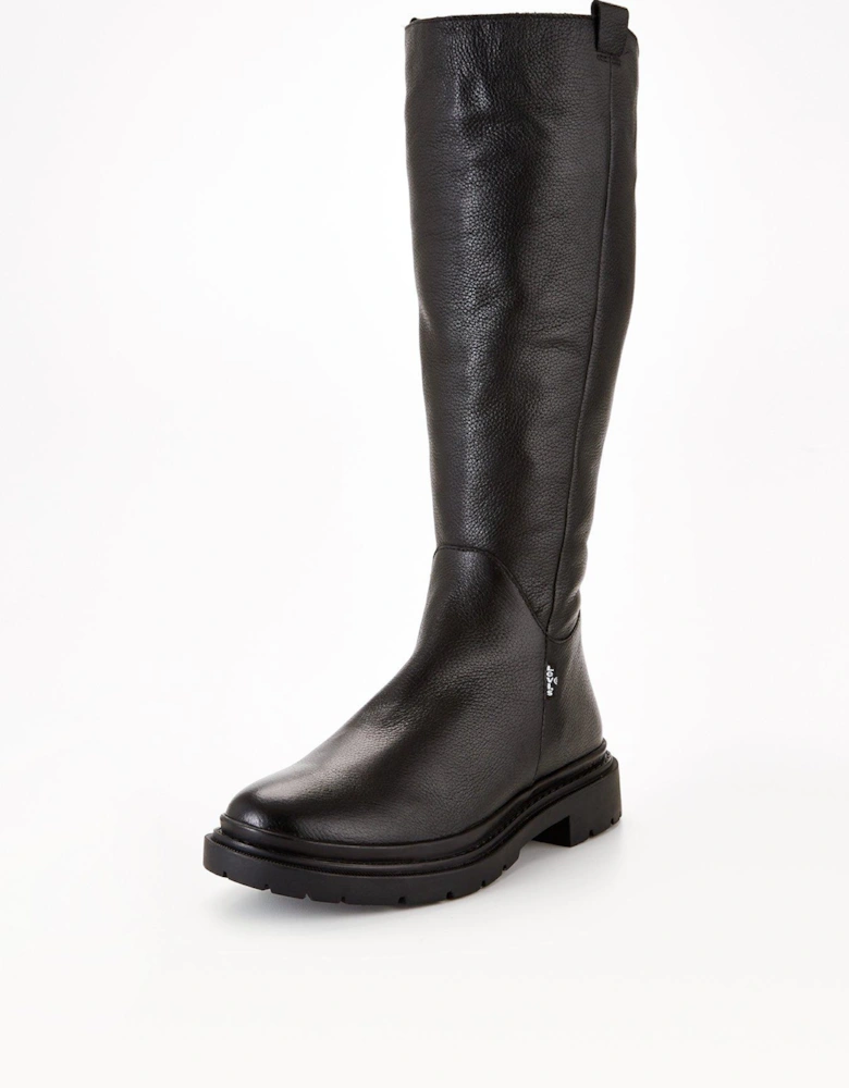 Super Trooper Leather Calf Length Boot - Black