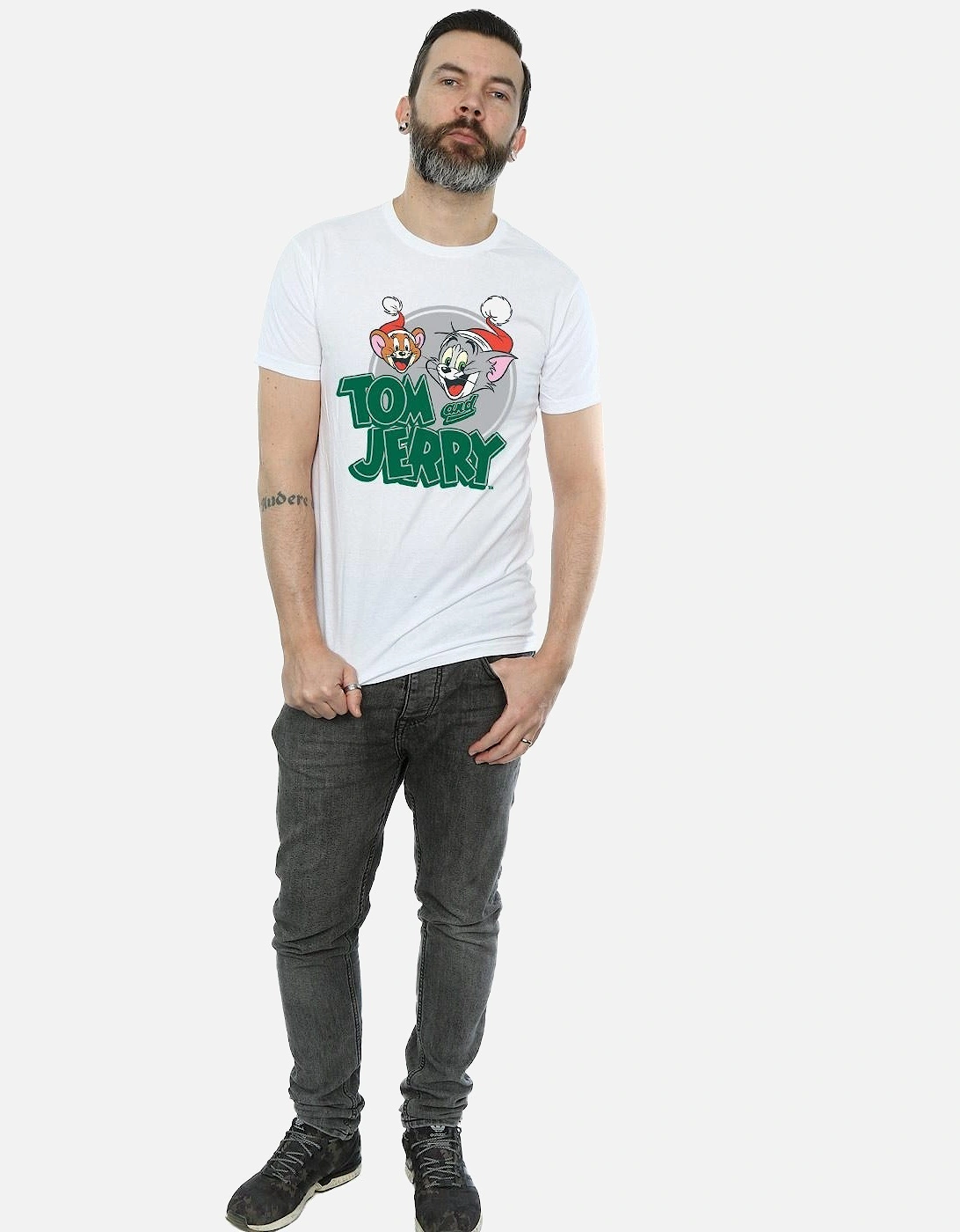 Tom And Jerry Mens Christmas Greetings T-Shirt