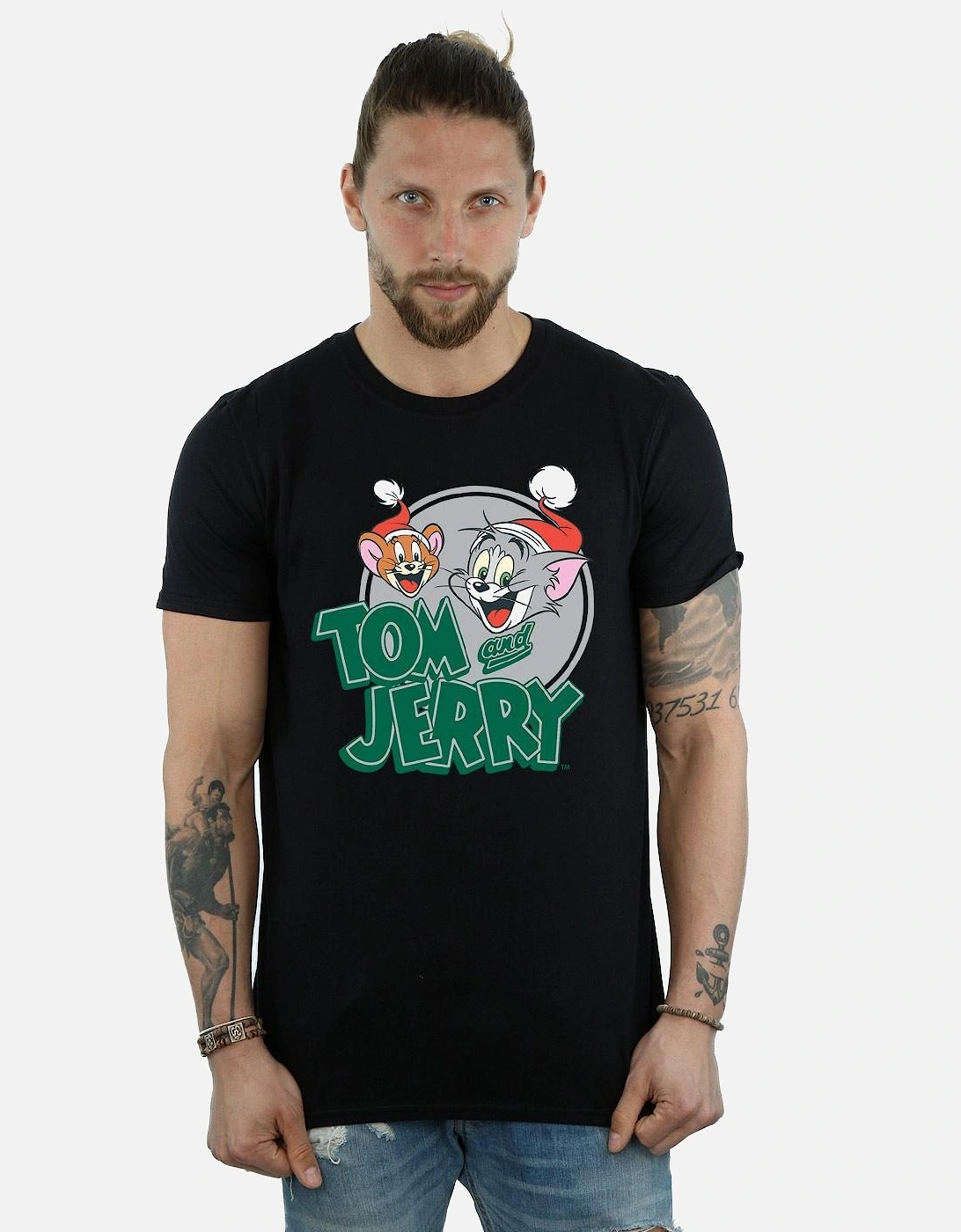 Tom And Jerry Mens Christmas Greetings T-Shirt