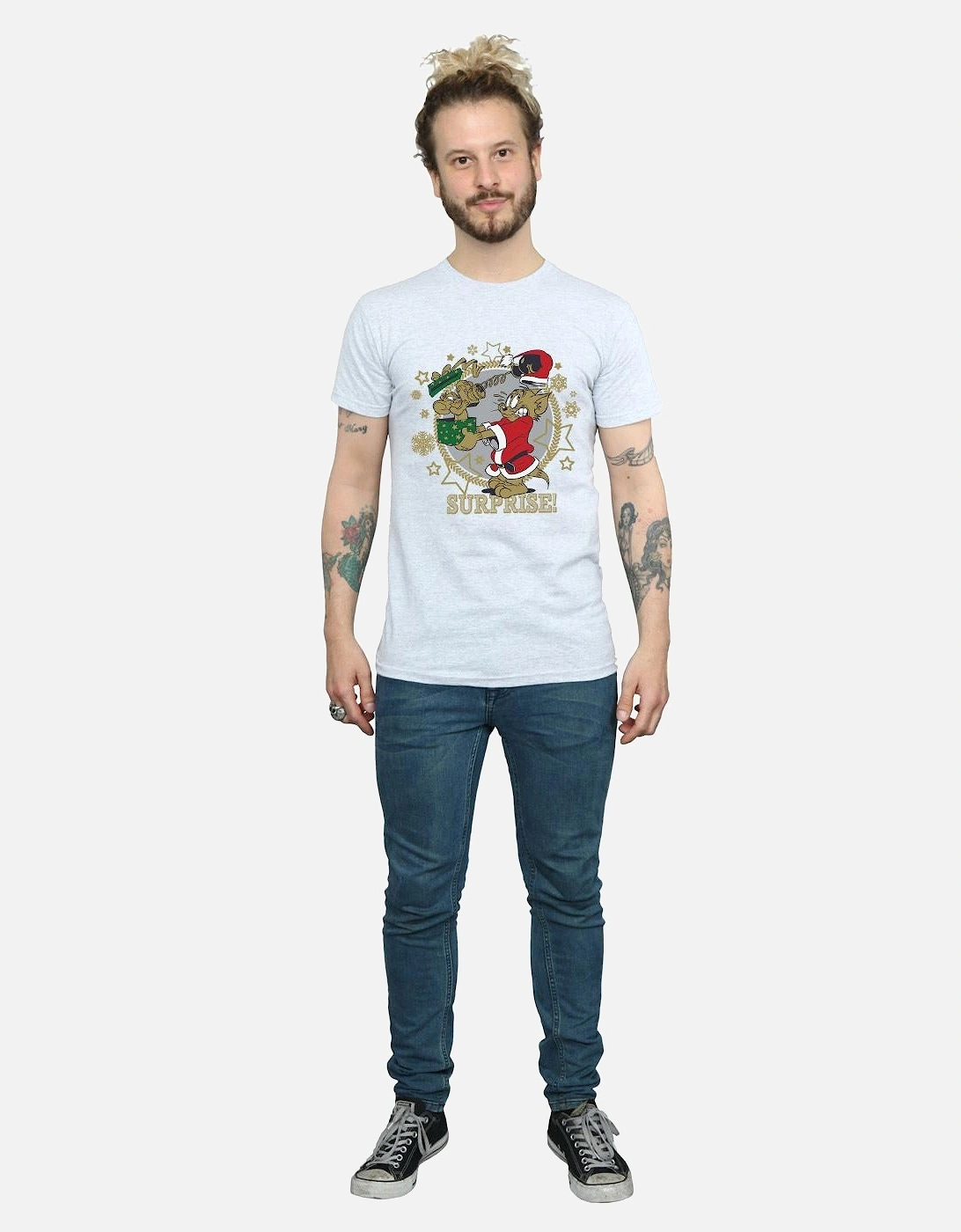 Tom And Jerry Mens Christmas Surprise T-Shirt