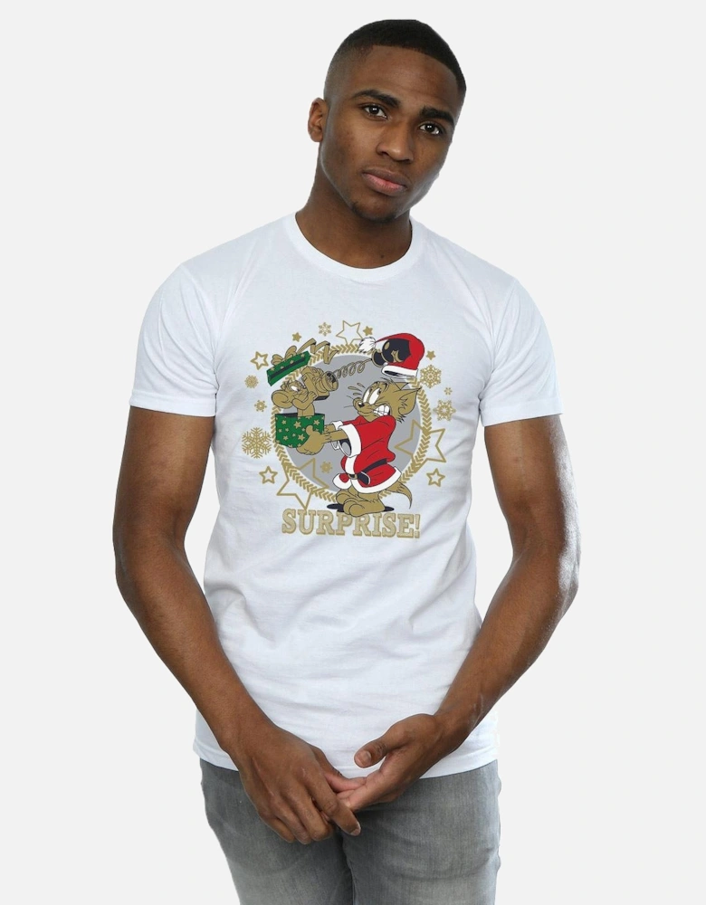Tom And Jerry Mens Christmas Surprise T-Shirt