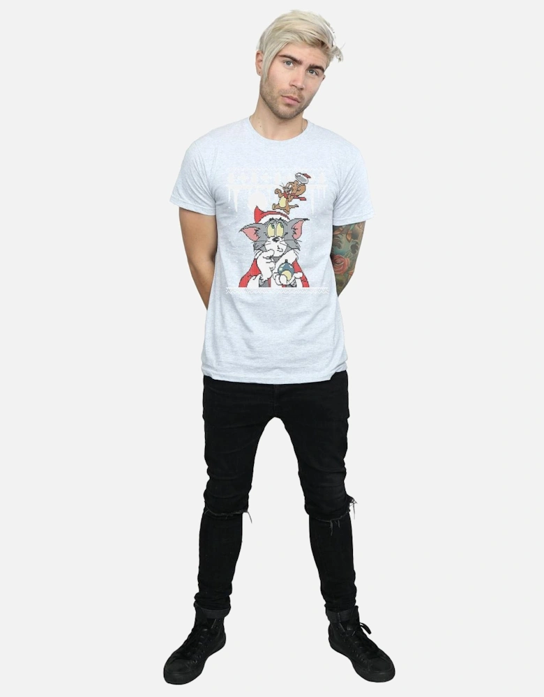Tom And Jerry Mens Christmas Fair Isle T-Shirt