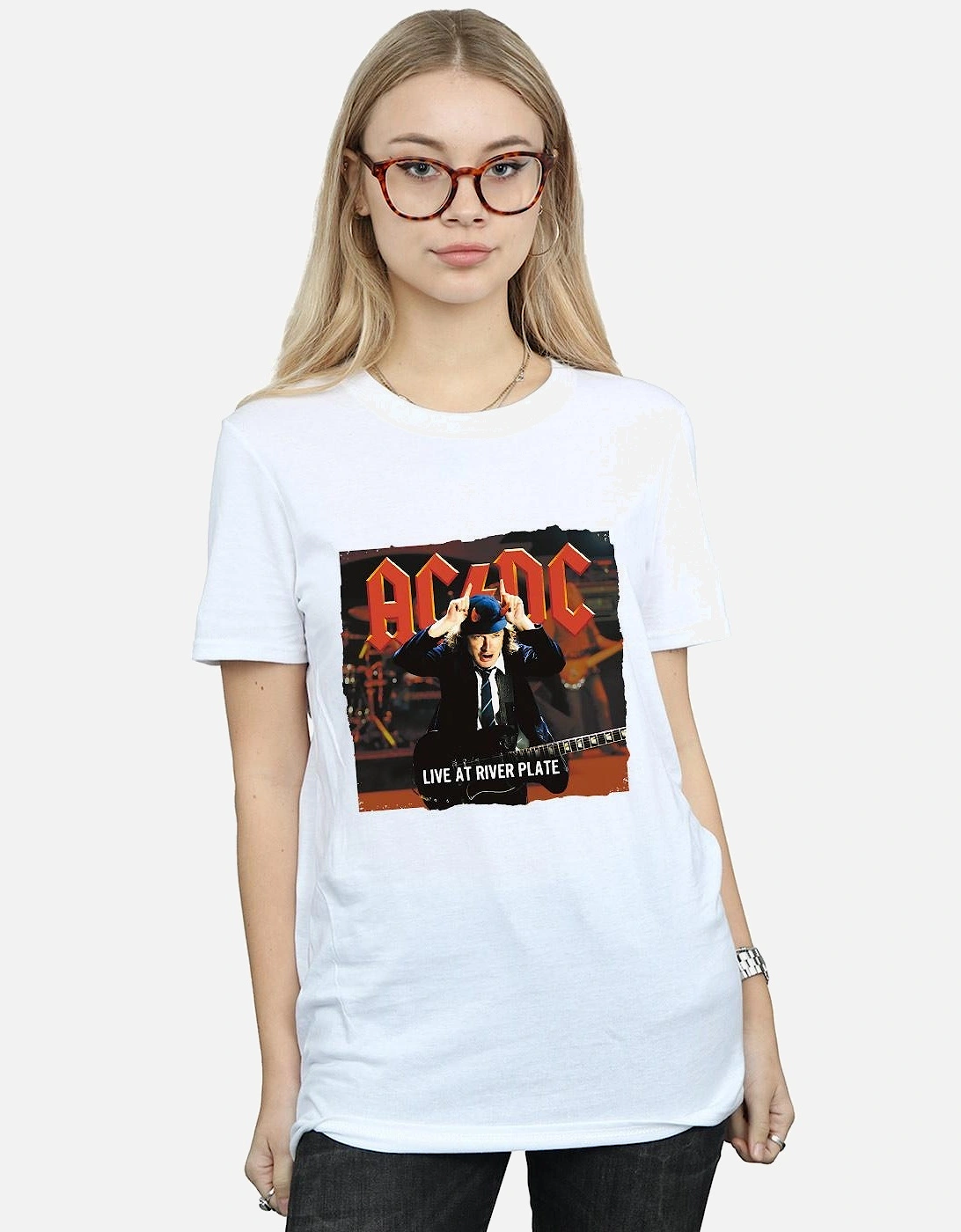 Womens/Ladies Live At River Plate Columbia Records Cotton Boyfriend T-Shirt