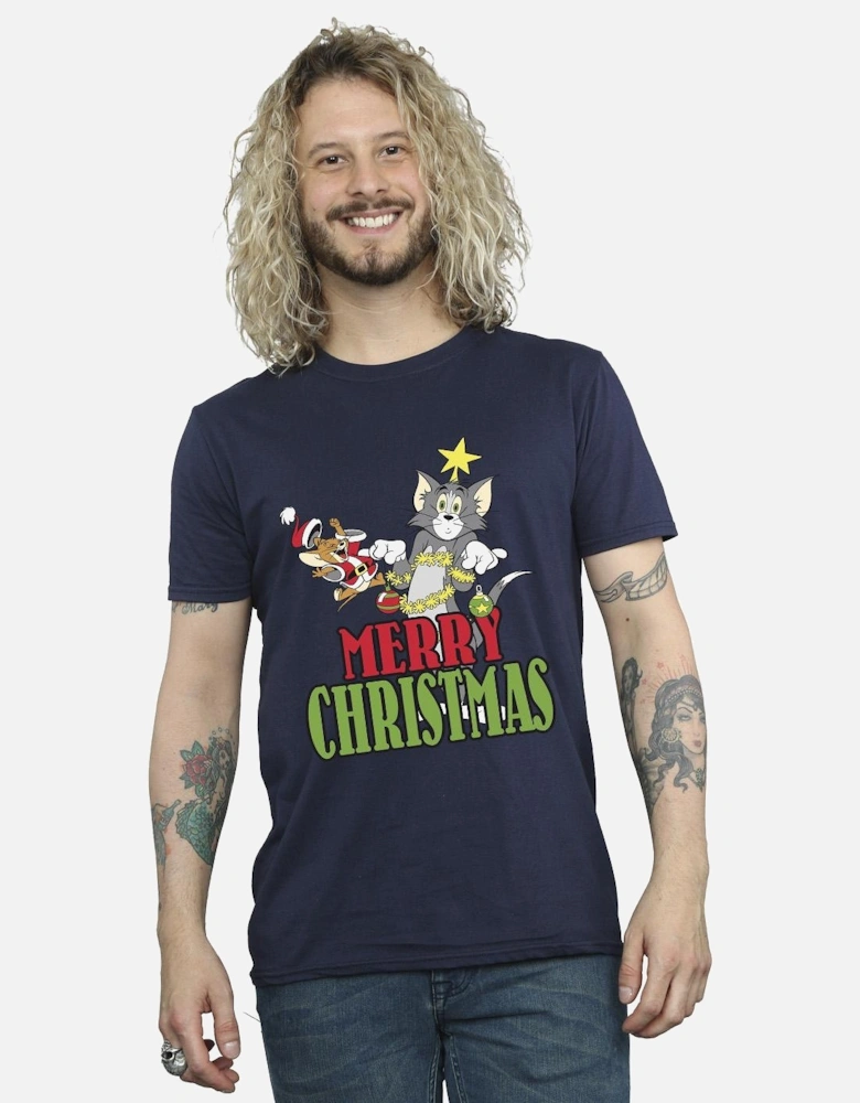 Tom And Jerry Mens Merry Christmas Baubles T-Shirt