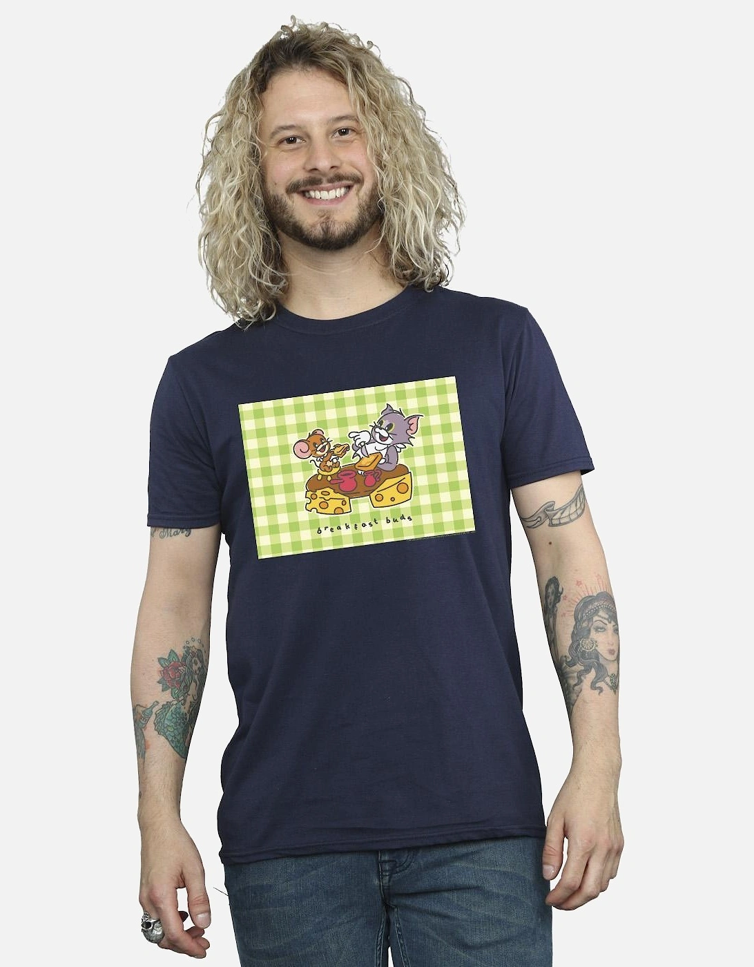 Tom And Jerry Mens Breakfast Buds T-Shirt