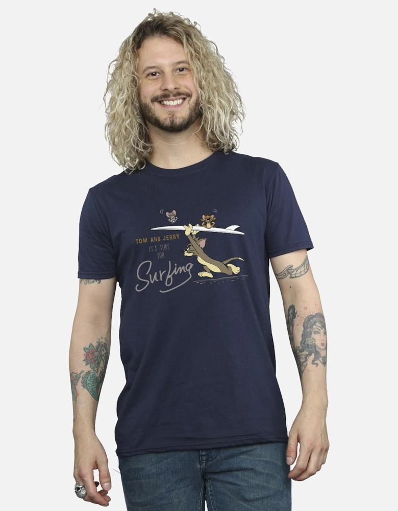Tom And Jerry Mens It?'s Time For Surfing T-Shirt