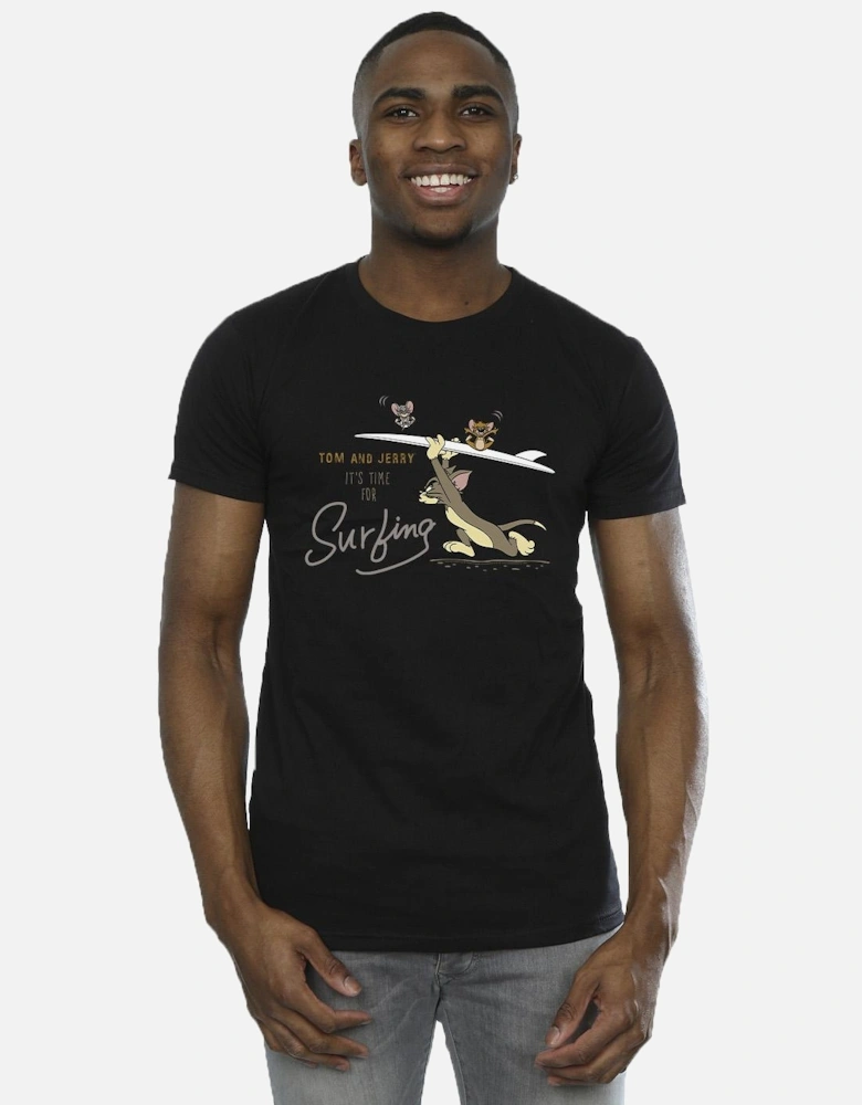 Tom And Jerry Mens It?'s Time For Surfing T-Shirt