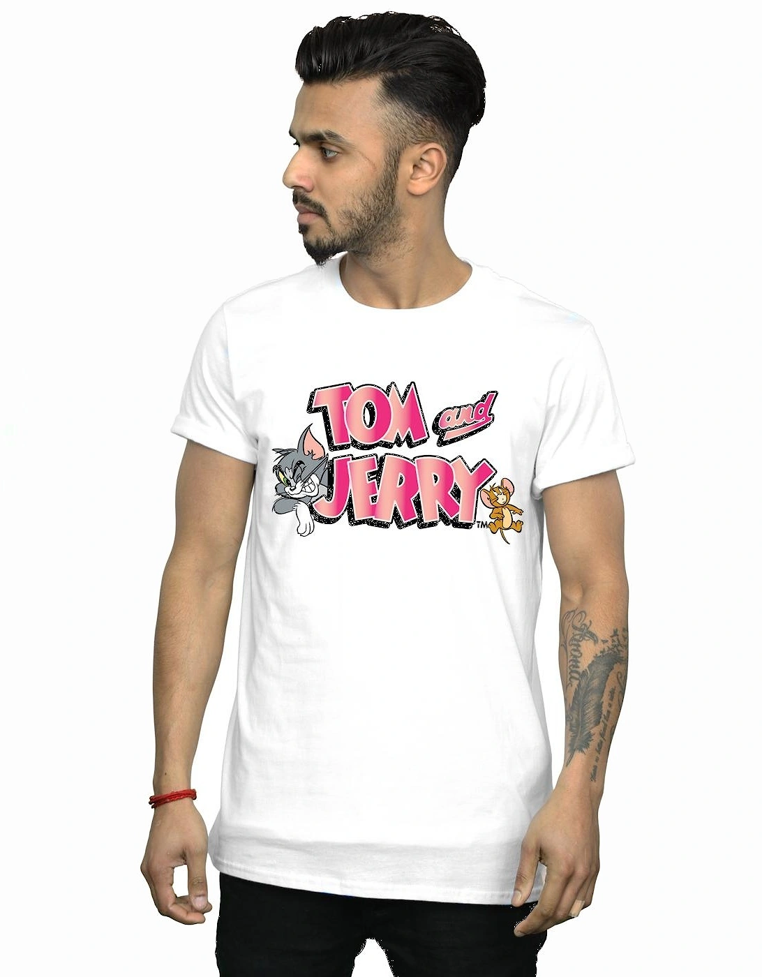 Tom And Jerry Mens Gradient Logo T-Shirt