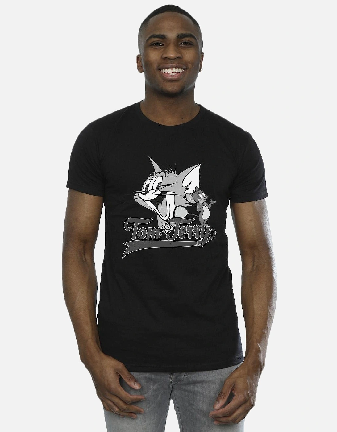 Tom And Jerry Mens Greyscale Square T-Shirt
