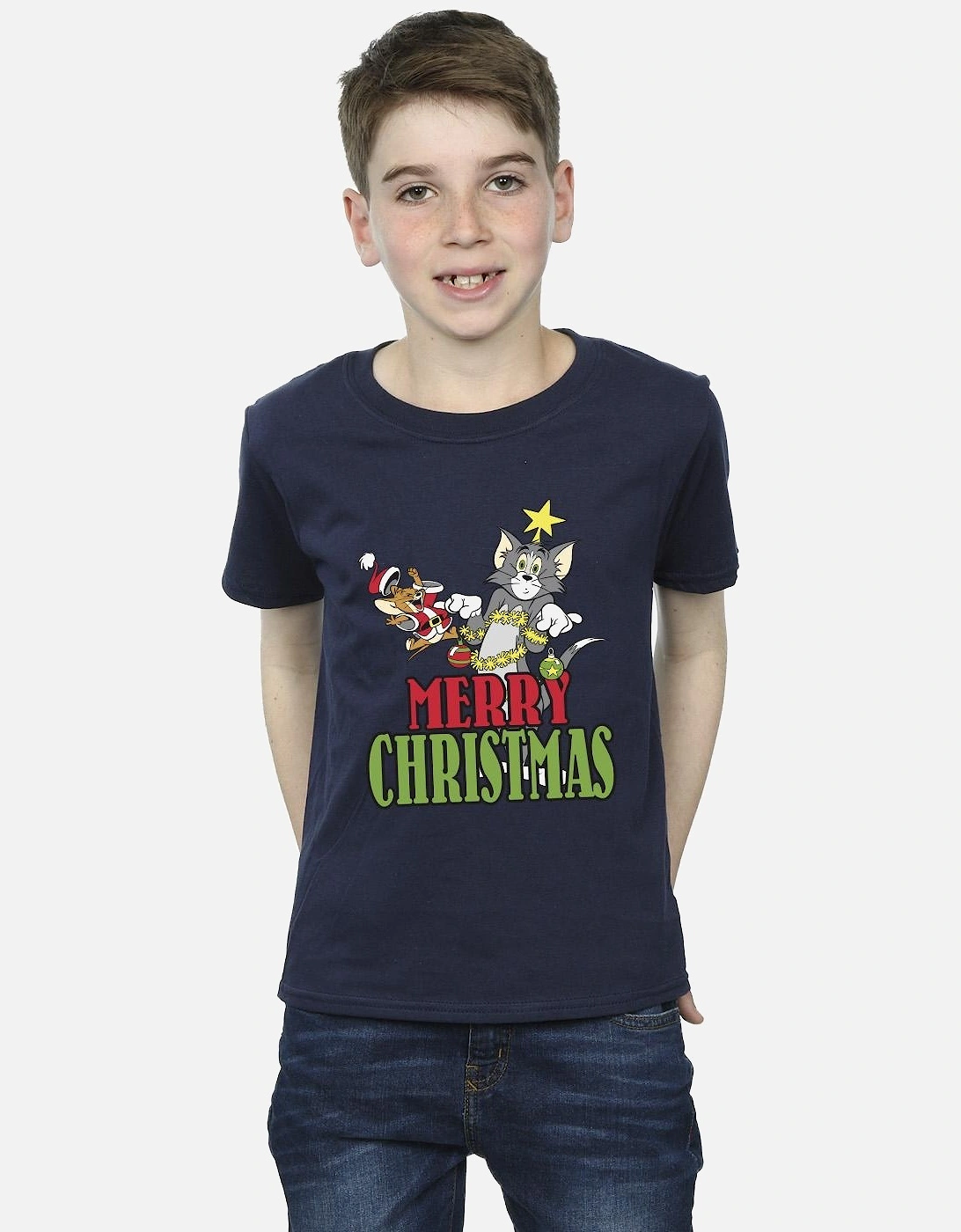 Tom And Jerry Boys Merry Christmas Baubles T-Shirt