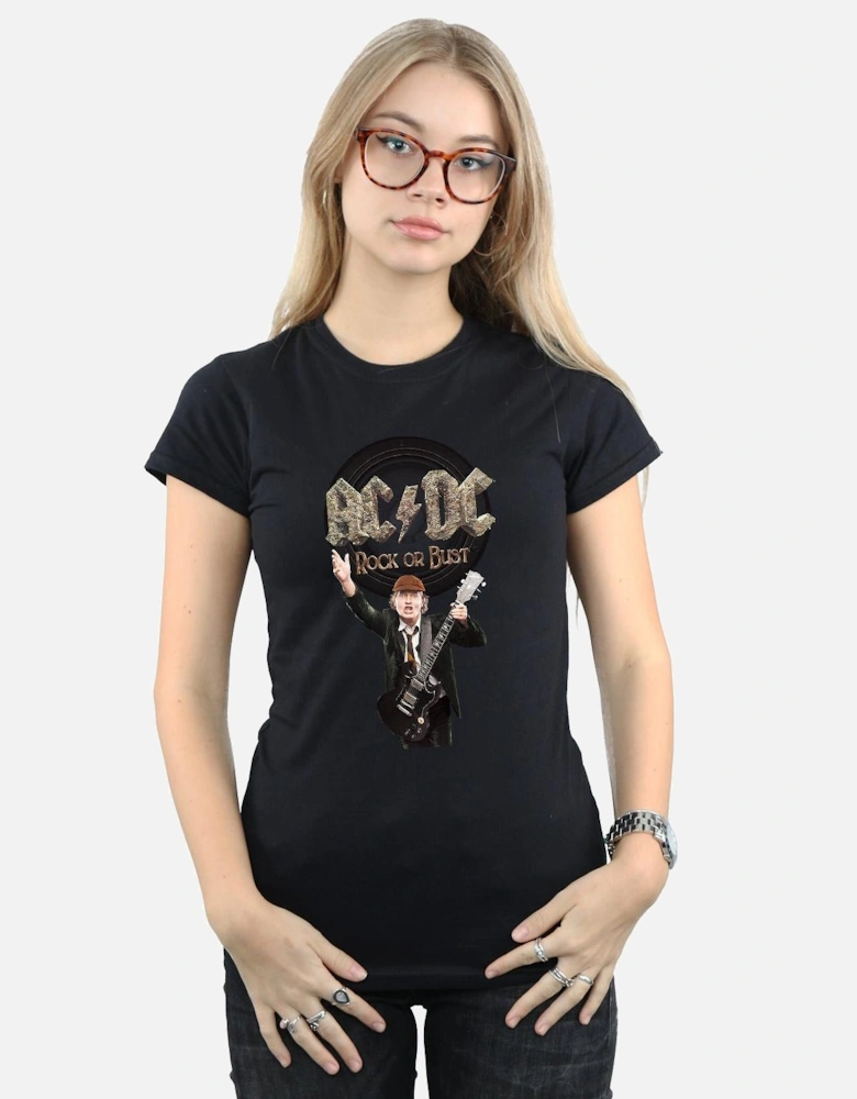 Womens/Ladies Rock Or Bust Angus Young Cotton T-Shirt