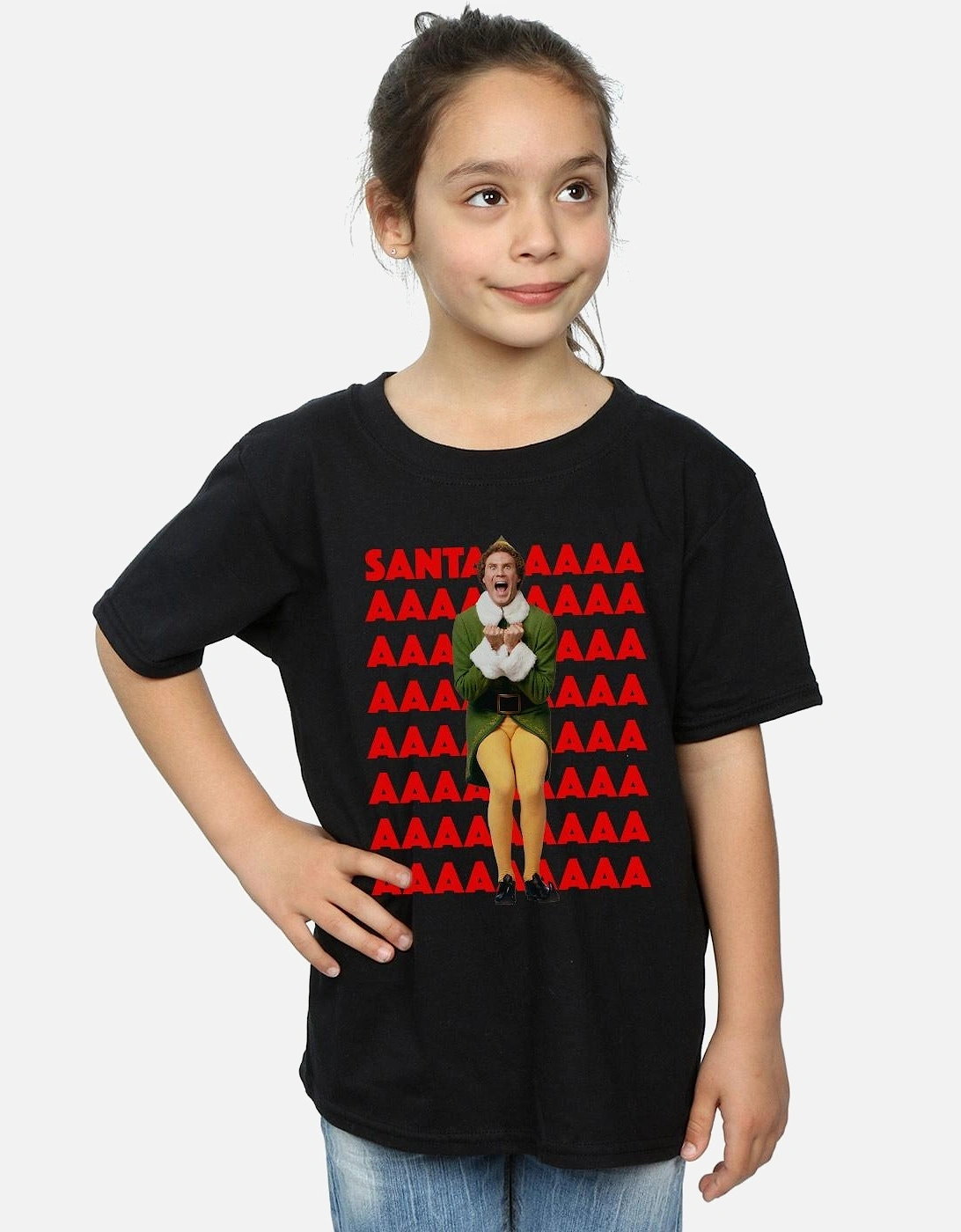 Girls Buddy Santa Scream Cotton T-Shirt