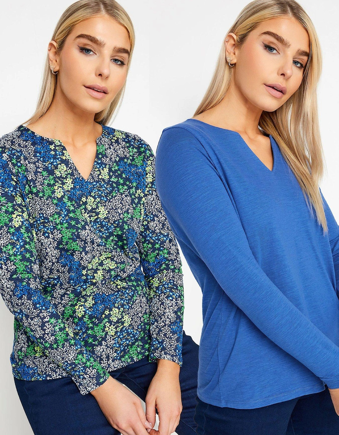 Ditsy Notch Neck Top (2 Pack)  - Blue, 2 of 1