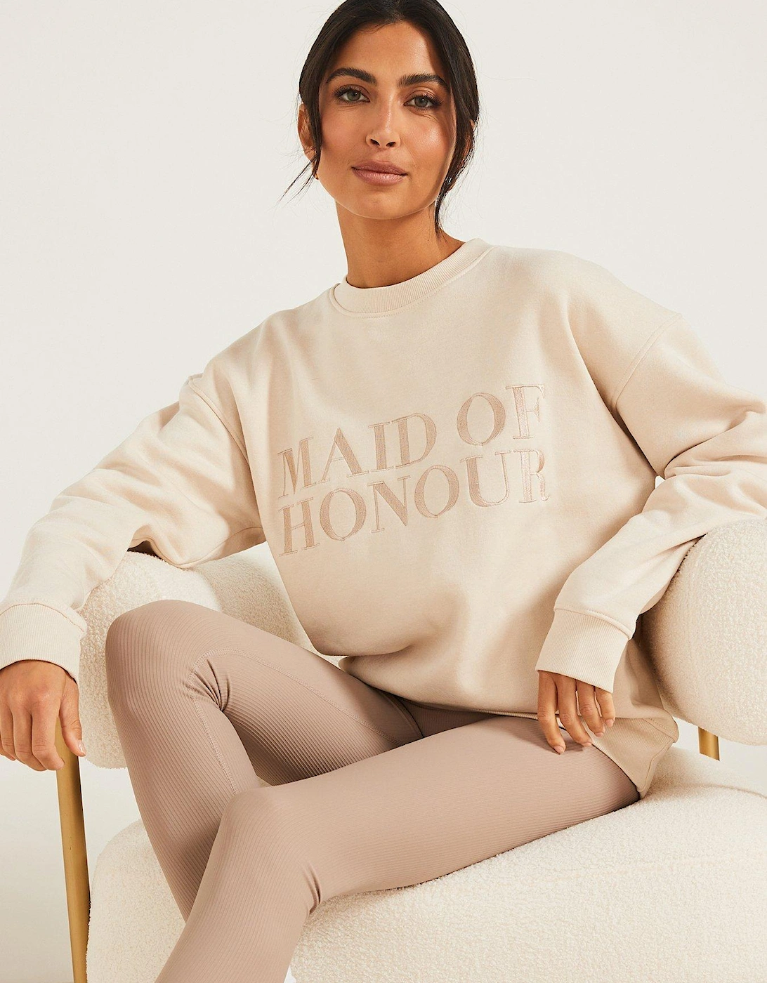 Maid of Honour Embroidered Sweatshirt - Champagne, 7 of 6