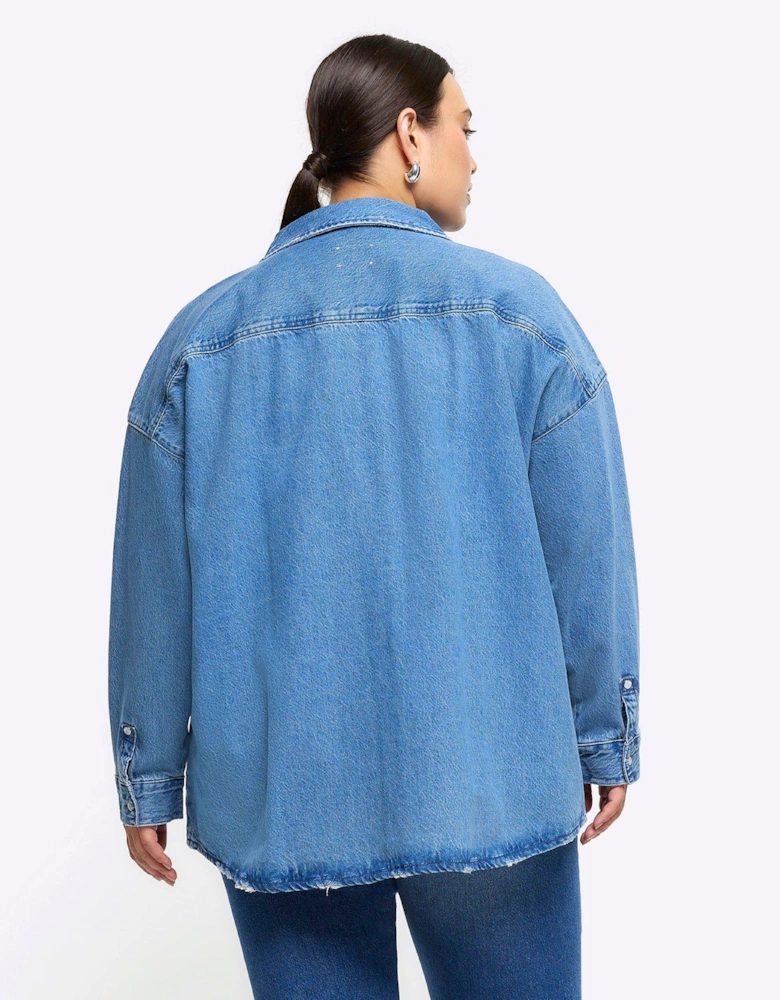 Plus Boyfriend Fit Denim Shirt - Medium Denim