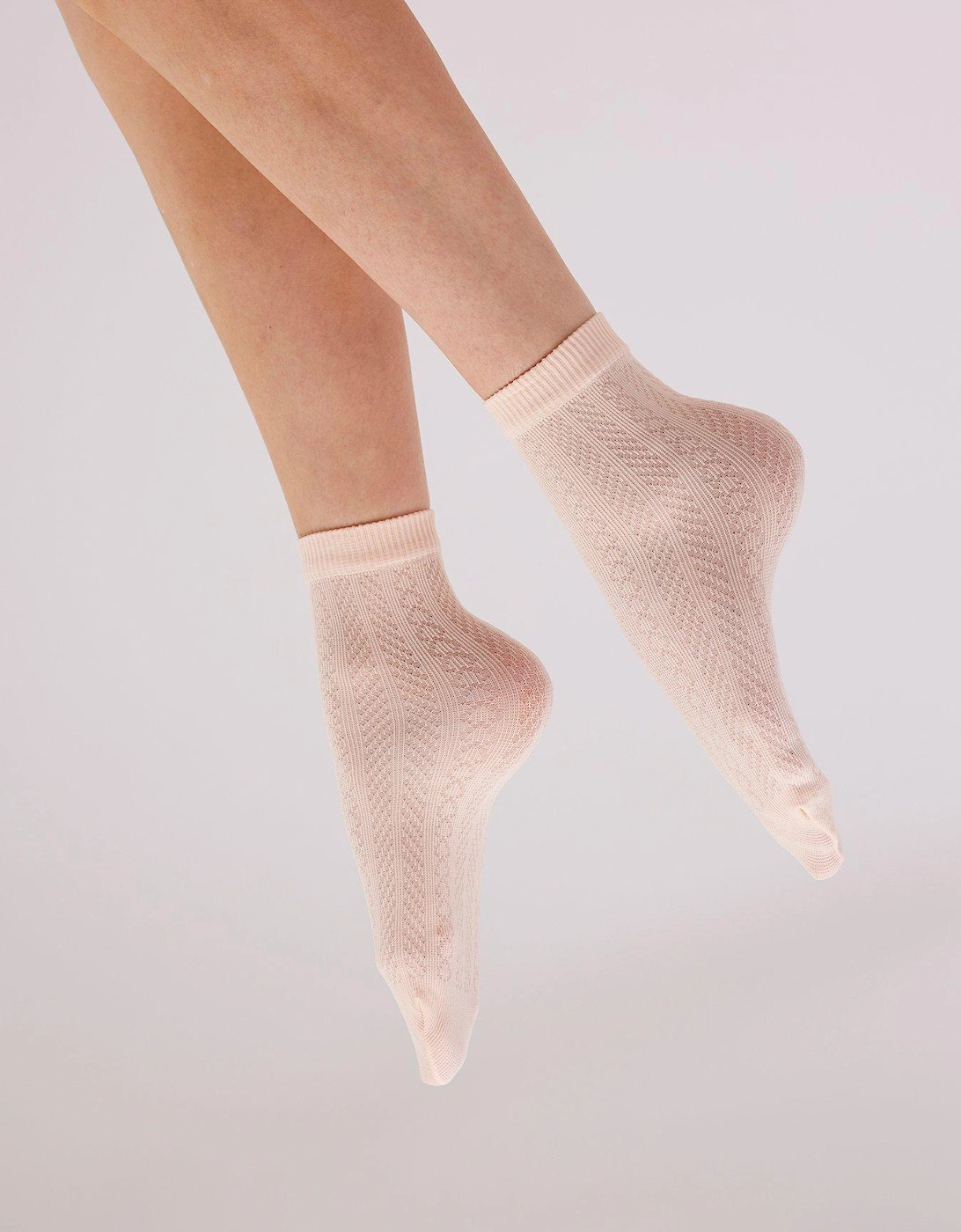 Textured Sheer Socks - Cream, 2 of 1