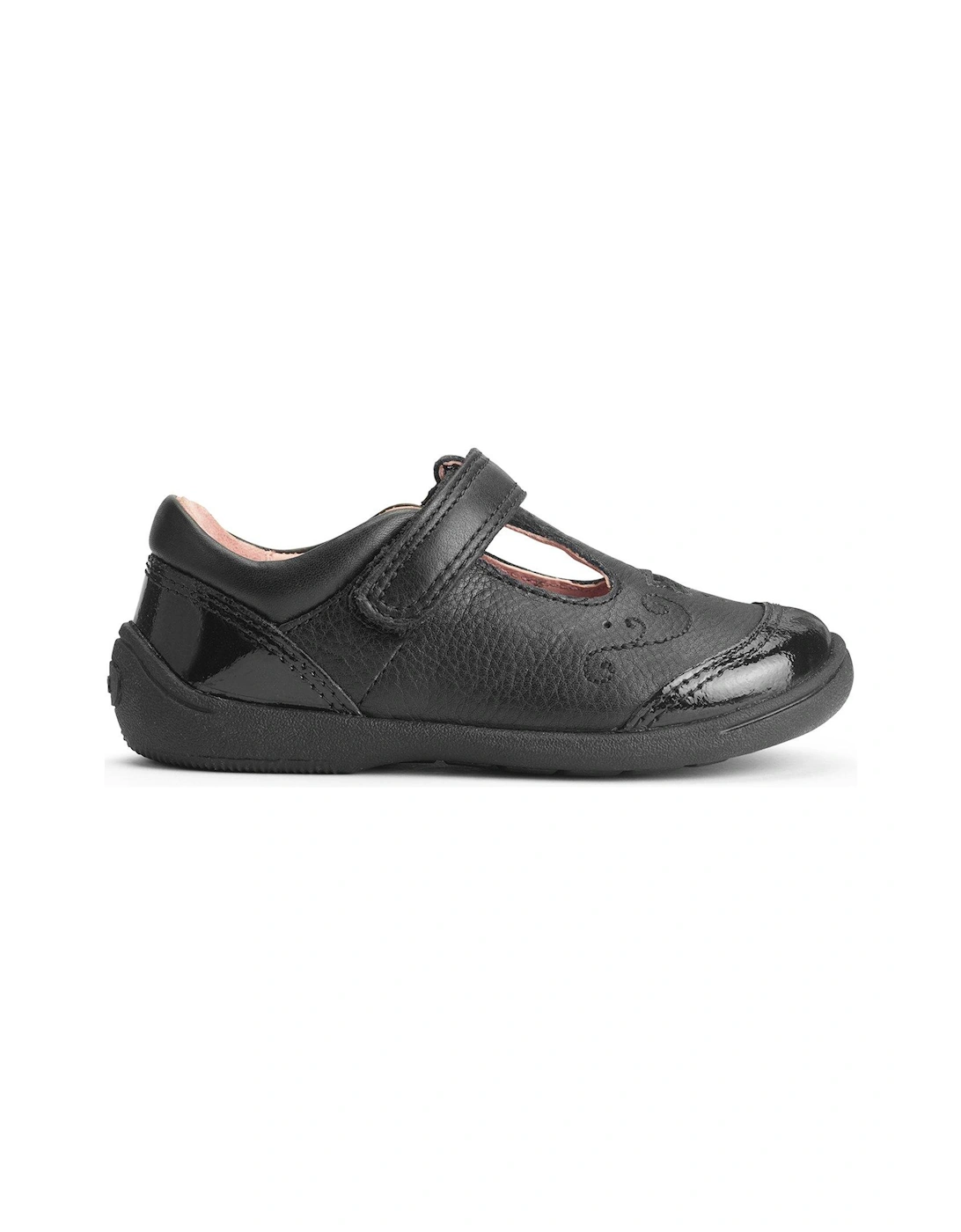 Dazzle Girls Black Leather And Patent T Bar First School Shoes, 2 of 1