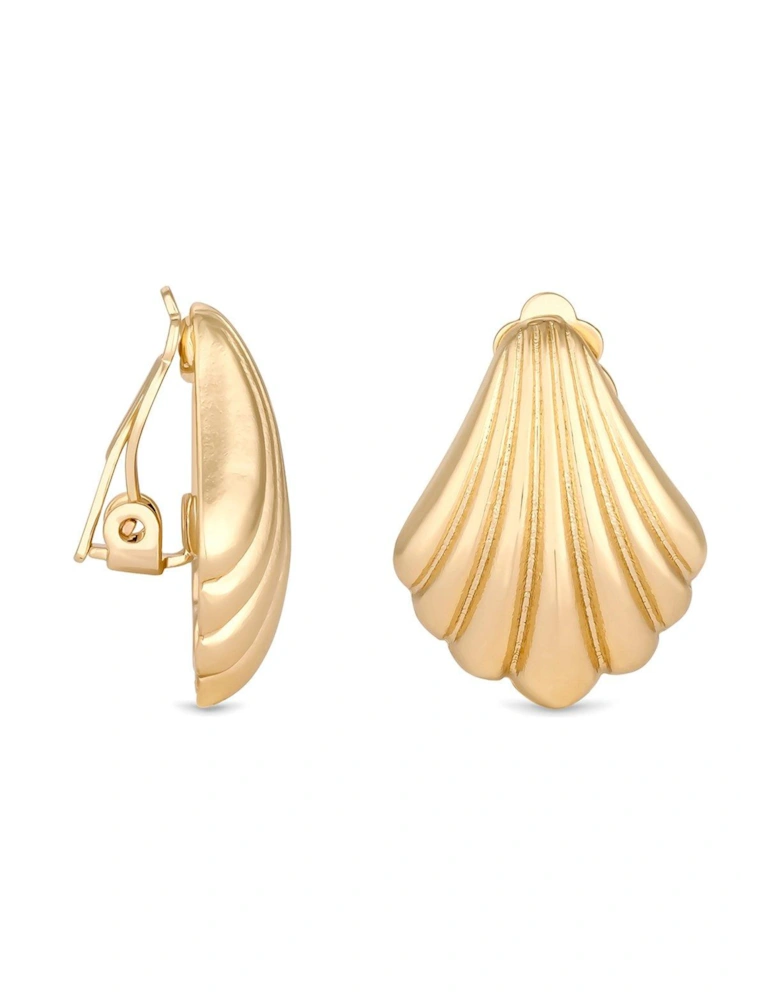 GOLD PLATED POLISHED SHELL CLIP EARRING