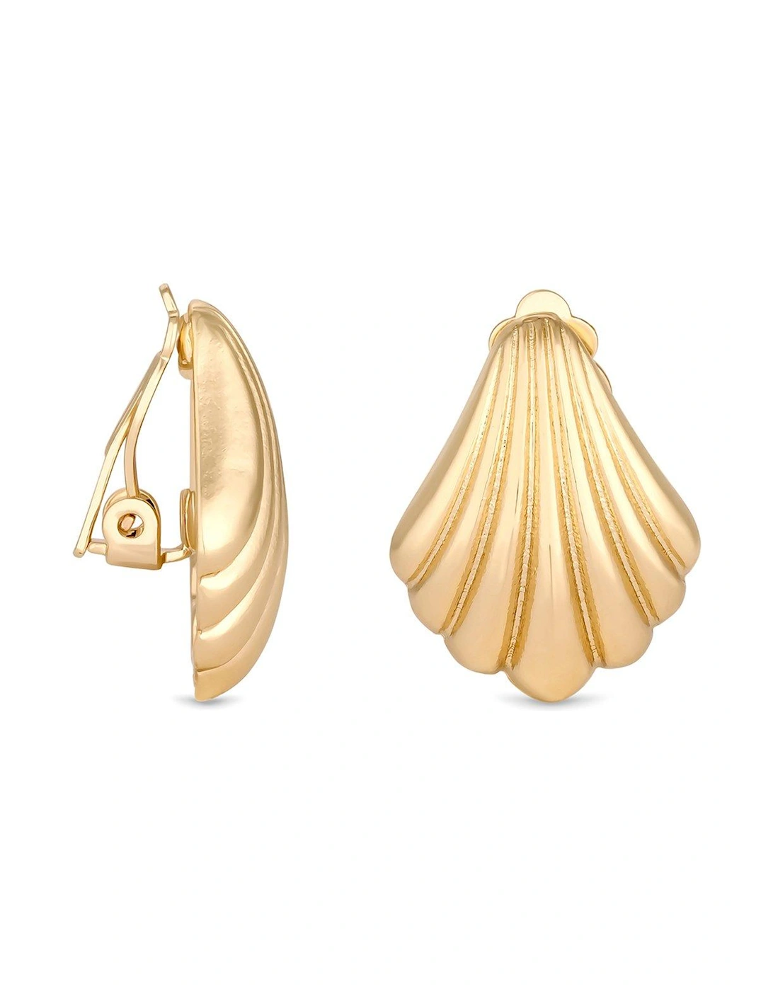 GOLD PLATED POLISHED SHELL CLIP EARRING, 2 of 1