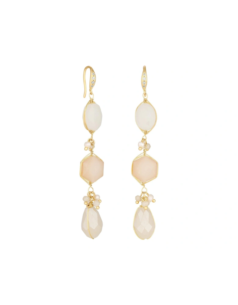 FACETED STONE AND FRESHWATER PEARL EARRING