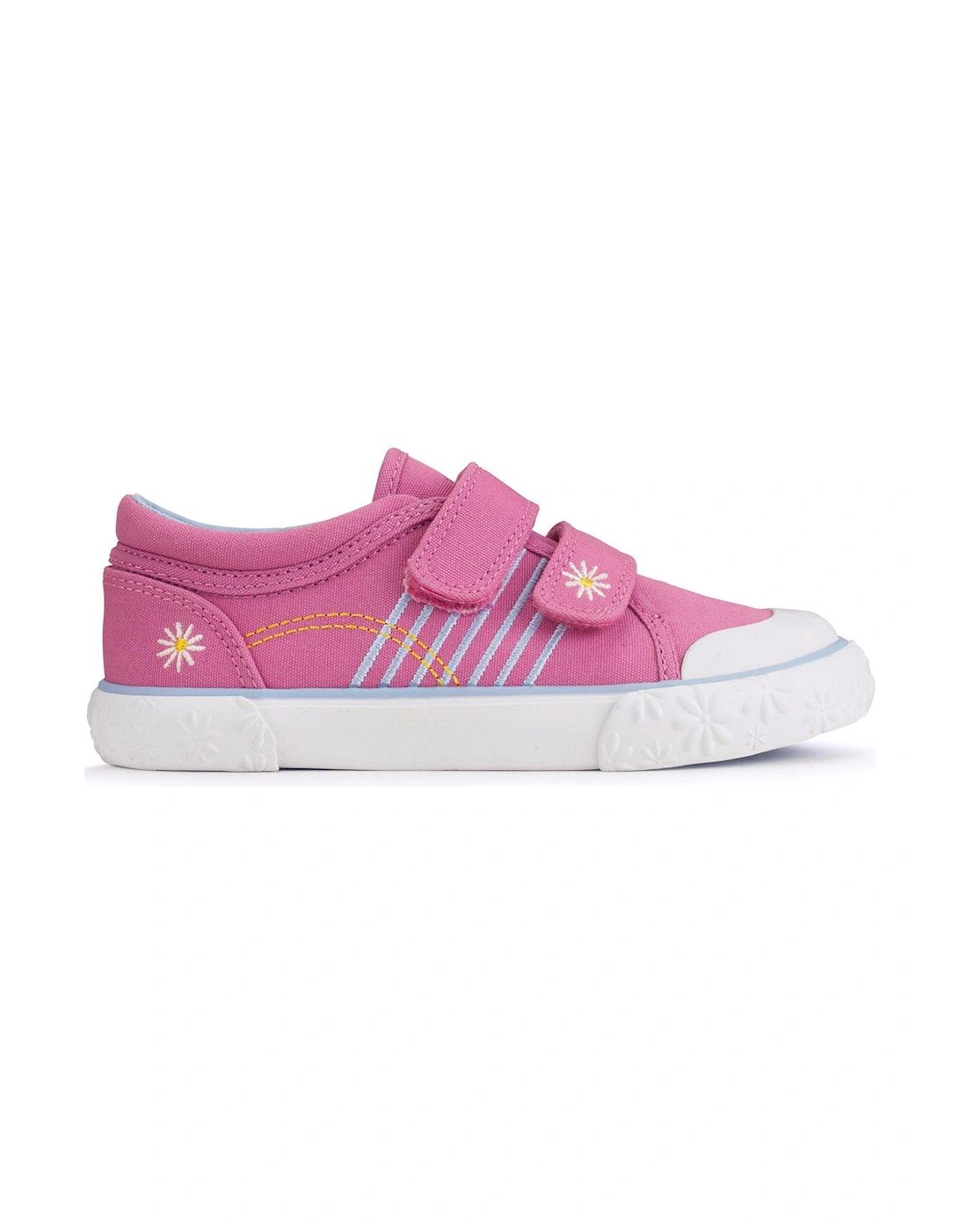 Sandy Beach Pink Canvas Double Rip Tape Machine Washable Plimsolls, 2 of 1