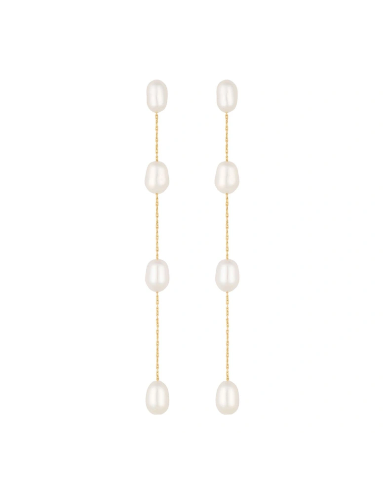 GOLD PLATE FINE CHAIN AND FRESH WATER PEARL EARRING