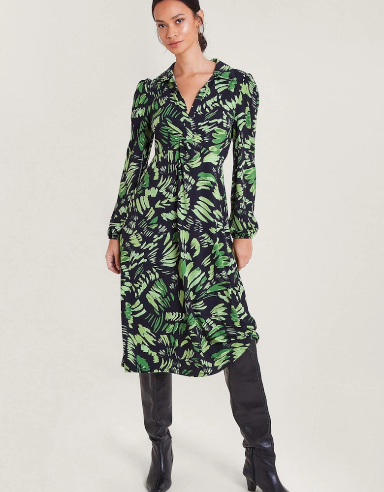 Ophelia Print Midi Dress Green