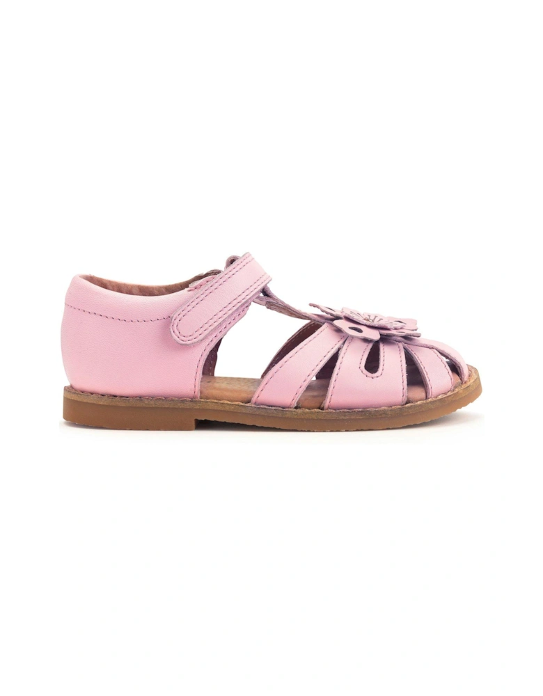 Flora Pink Leather Girls Summer Sandals