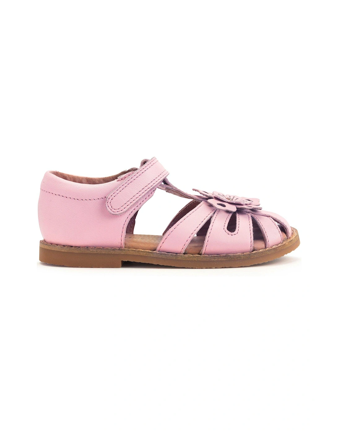 Flora Pink Leather Girls Summer Sandals, 2 of 1