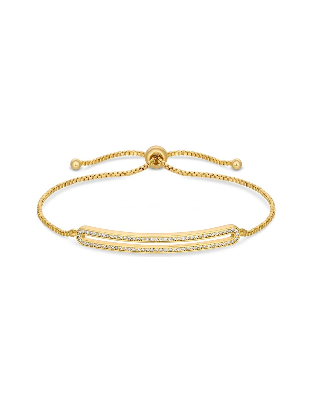 GOLD PLATE CUBIC ZIRCONIA OPEN BAR TOGGLE BRACELET, 2 of 1