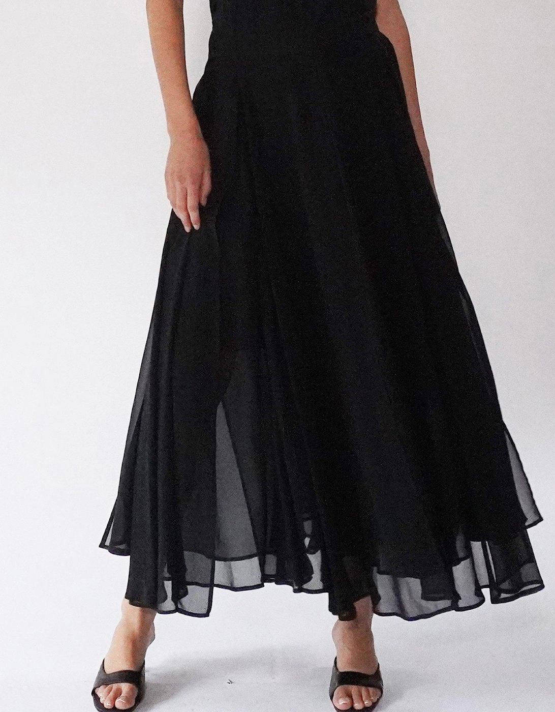 Floaty Sheer Multi Layered Olsen Maxi Skirt - Black, 7 of 6