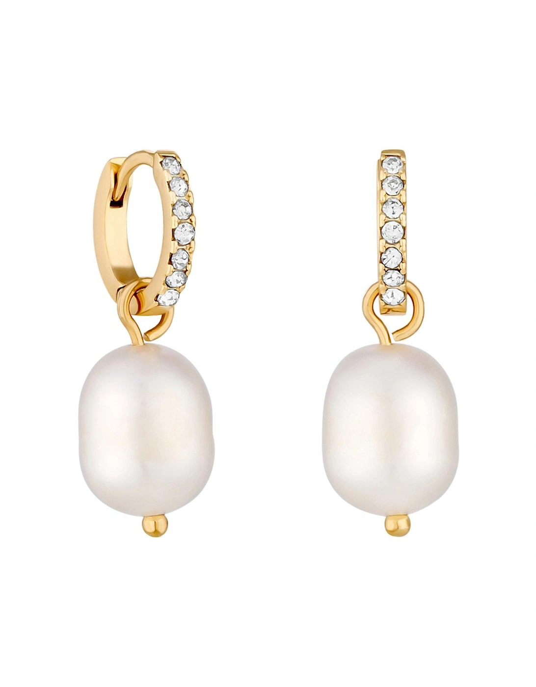 Gold Plate Cubic Zirconia And Freshwater Pearl Hoop Earring, 2 of 1