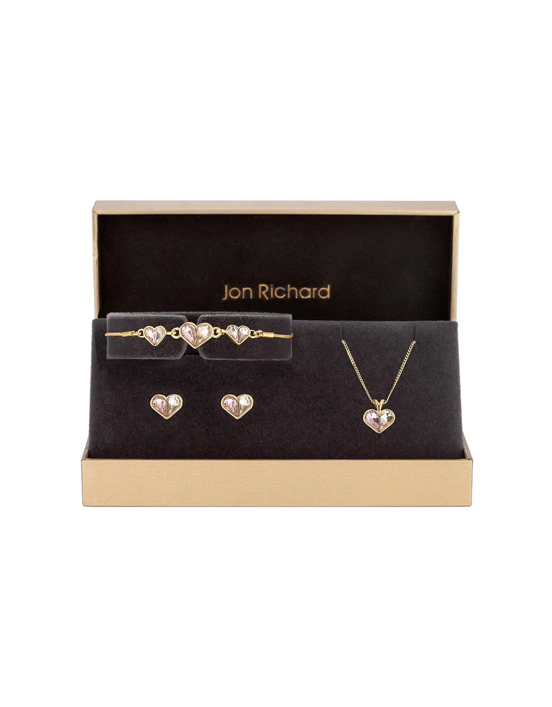GOLD PLATE PINK AND CRYSTAL HEART TRIO SET, 3 of 2