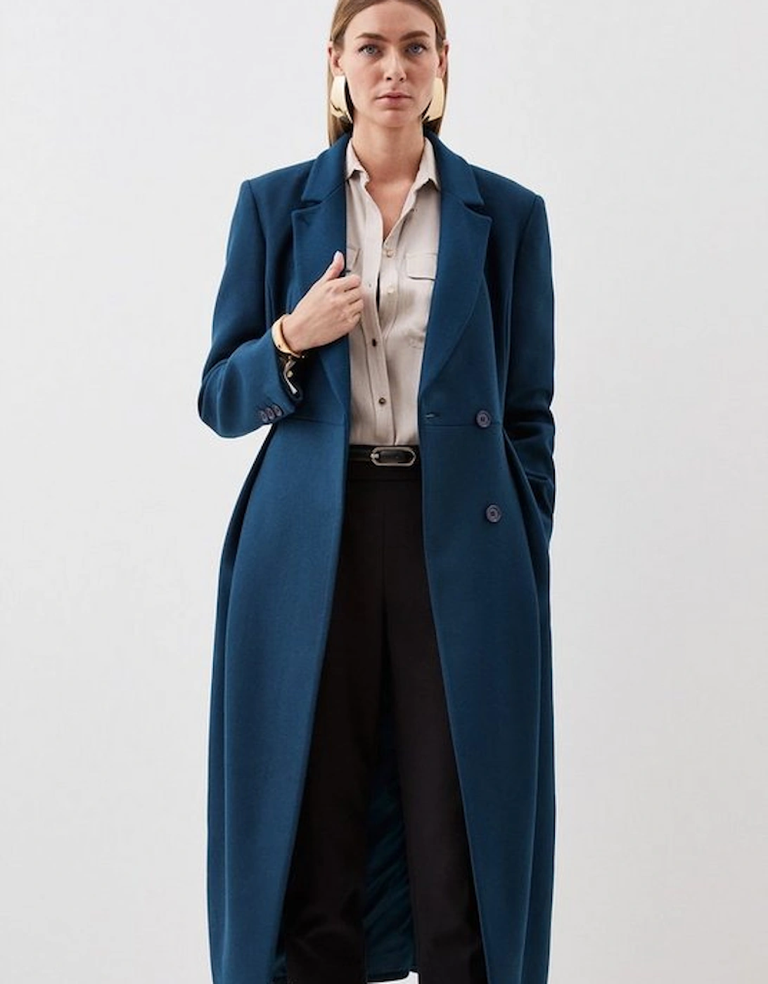 Tailored Wool Blend Belted Midi Coat, 8 of 7