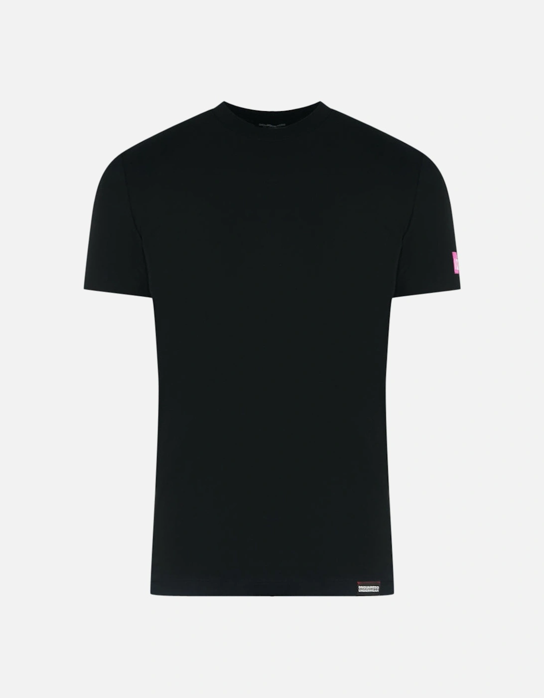Pink Icon Box Logo on Sleeve Black Underwear T-Shirt, 4 of 3