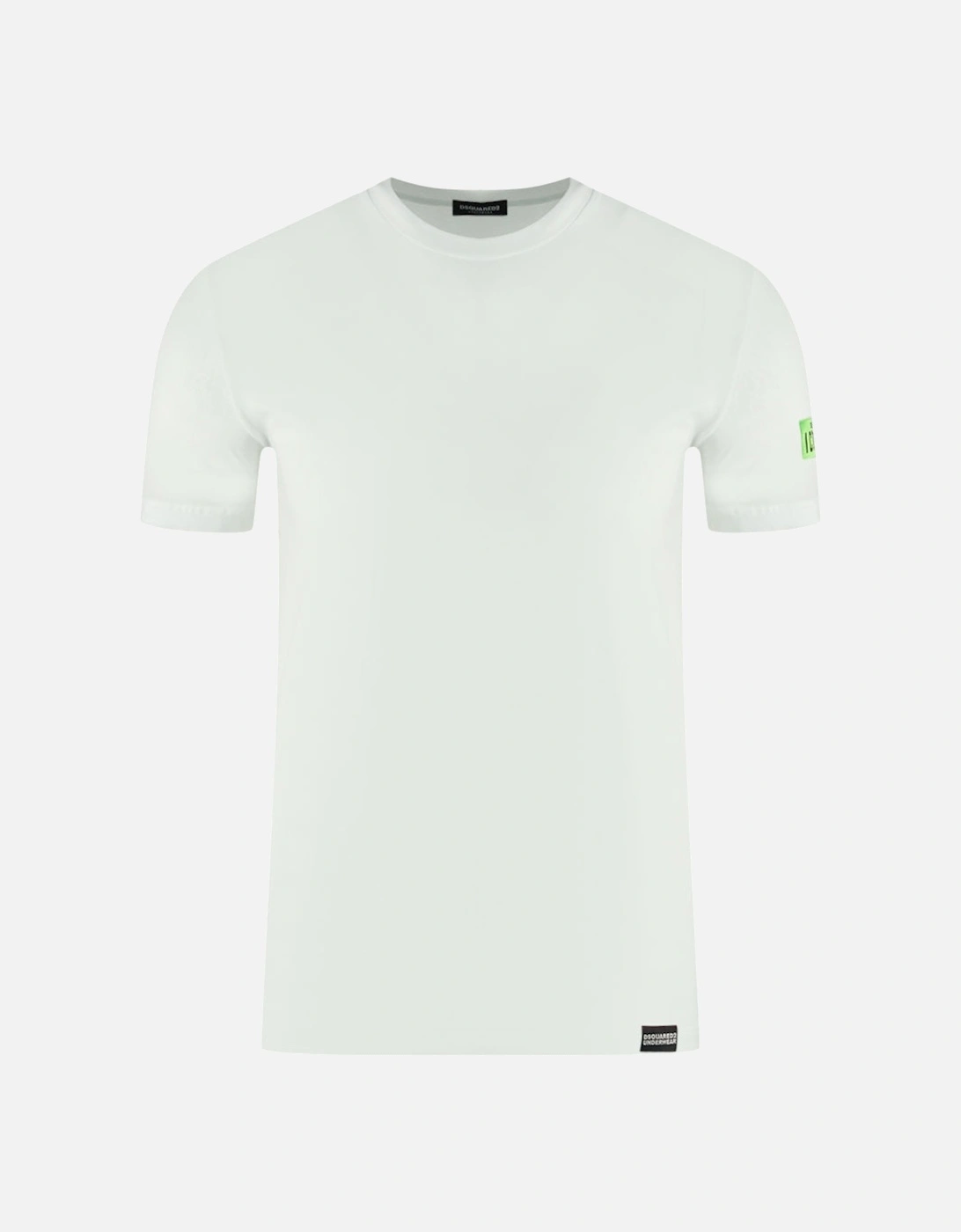 Green Icon Box Logo on Sleeve White Underwear T-Shirt, 4 of 3