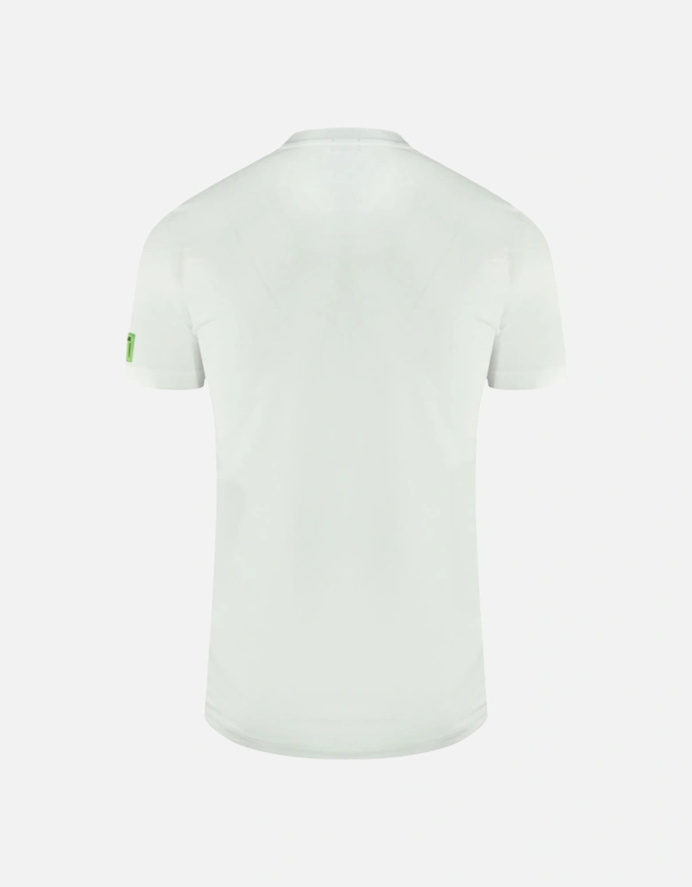 Green Icon Box Logo on Sleeve White Underwear T-Shirt