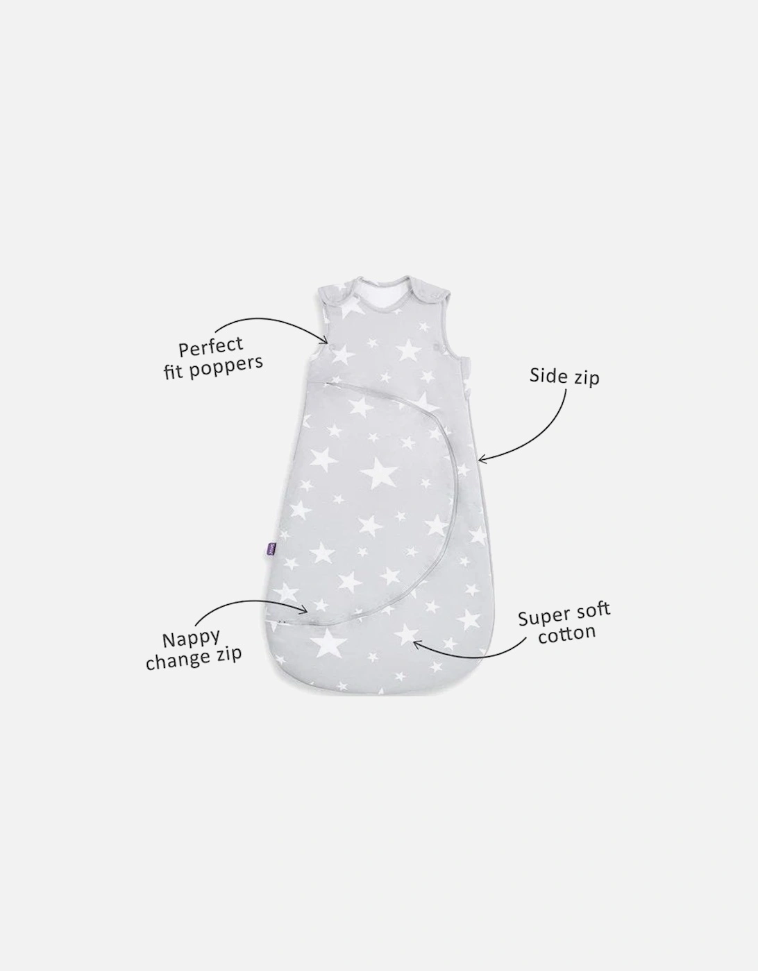 SnuzPouch Sleeping Bag, 2.5 Tog - White Star, 0-6M