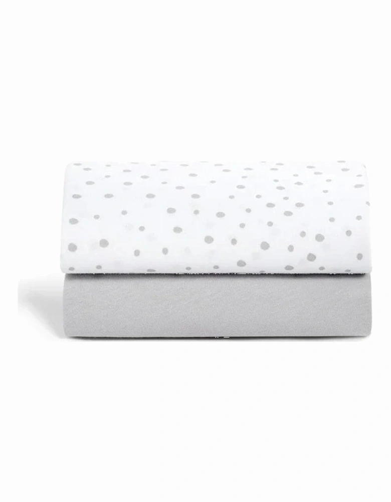 2 Pack Crib Fitted Sheets - Grey Spot