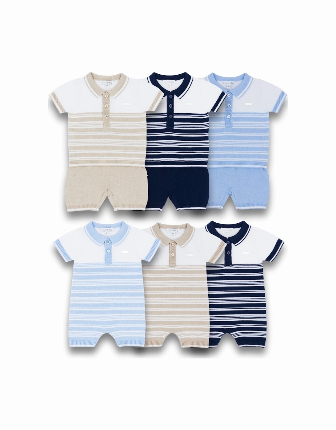 Blue Stripe Knit Short Set