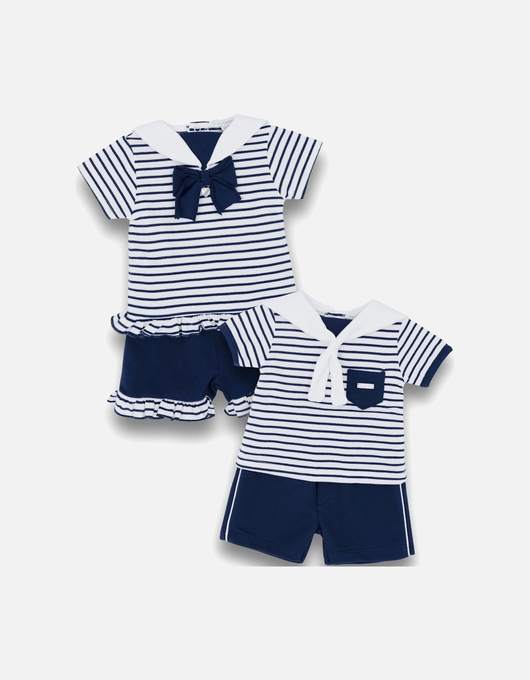Navy Stripe Short Set