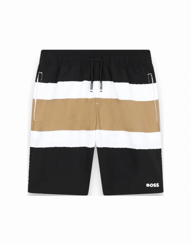 Black Stripe Swim Shorts