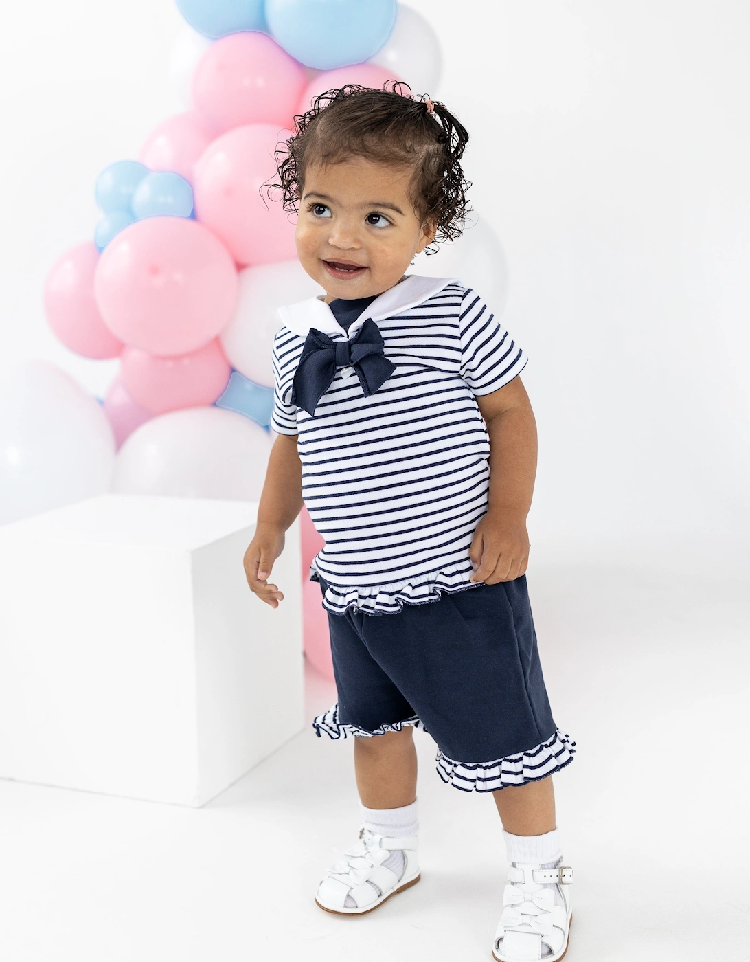 Navy Stripe Short Set