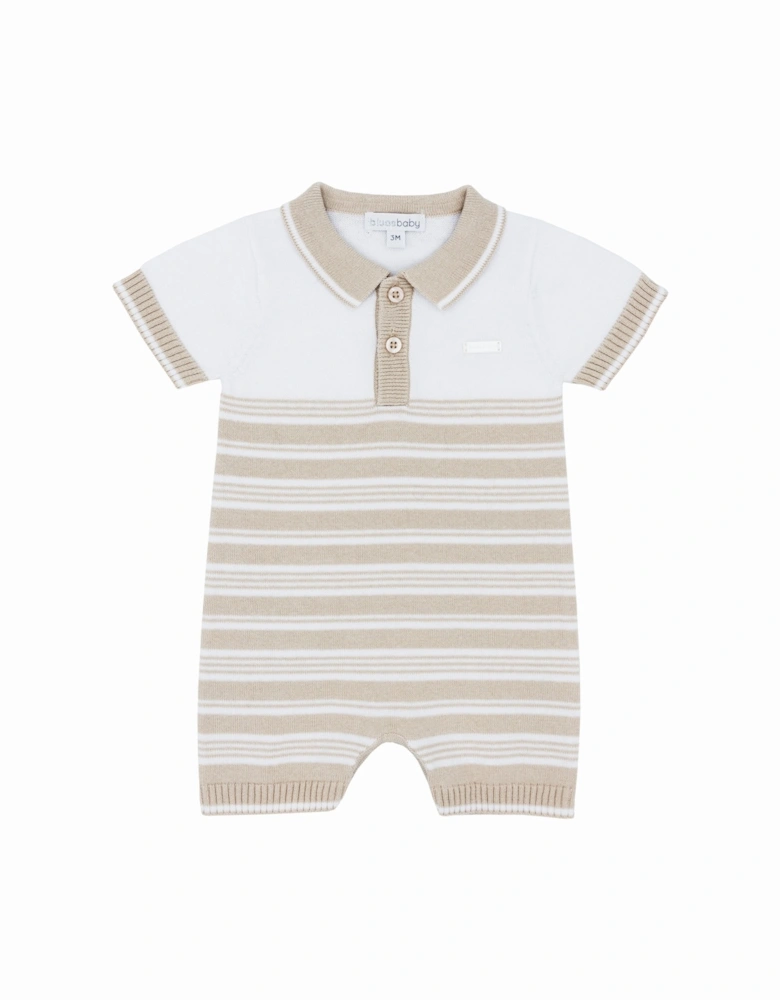 Beige Stripe Knit Romper