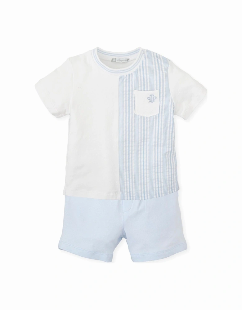 Pale Blue Stripe Short Set