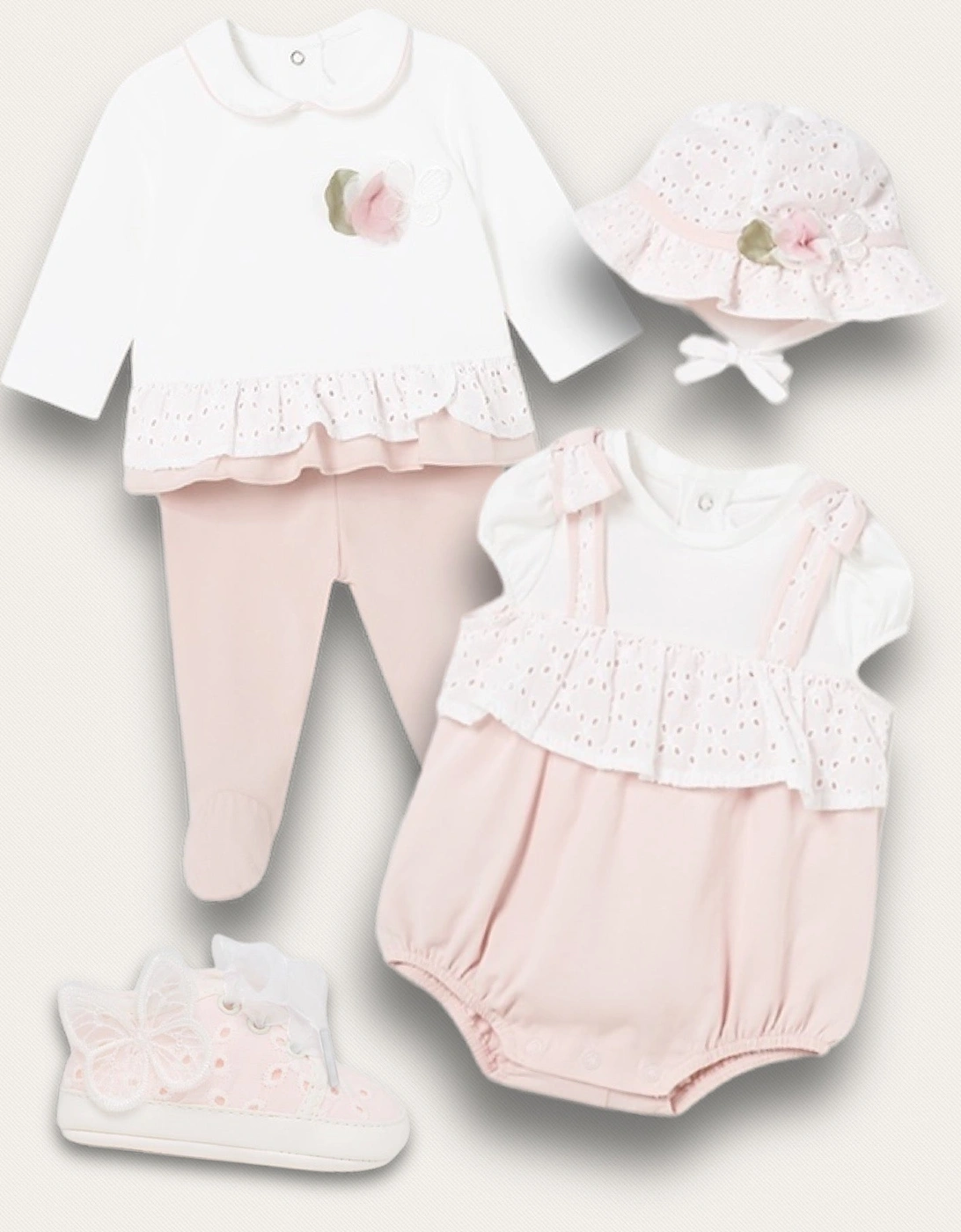 Pink Broderie Pant Set