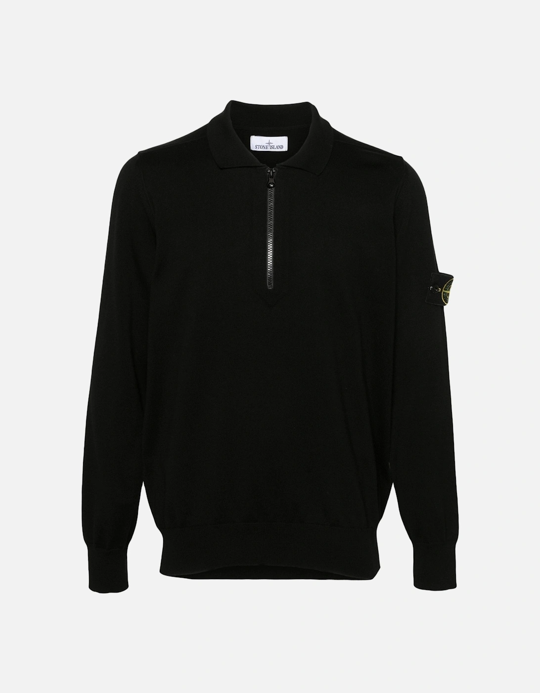 Knitted Zip Polo Shirt Black, 6 of 5