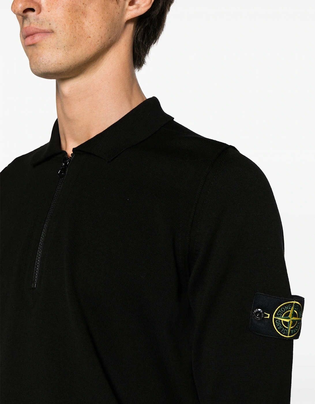 Knitted Zip Polo Shirt Black