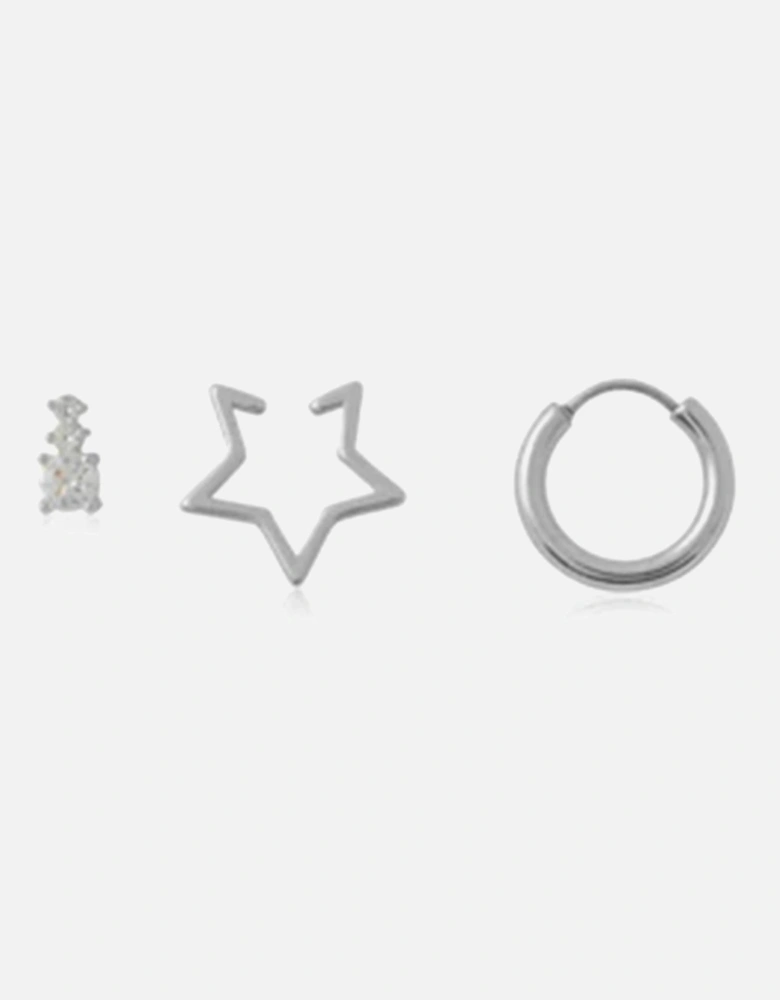 Marie Piercing Pack Of Stud, Ear Cuff And Huggie - Silver